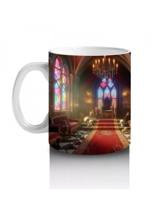 Büyü Masası Üzerinde İksirler ve Mumlarla Gotik Cadı Temalı Baskılı Kupa Bardak