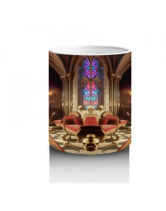 Büyü Masası Üzerinde İksirler ve Mumlarla Gotik Cadı Temalı Baskılı Kupa Bardak