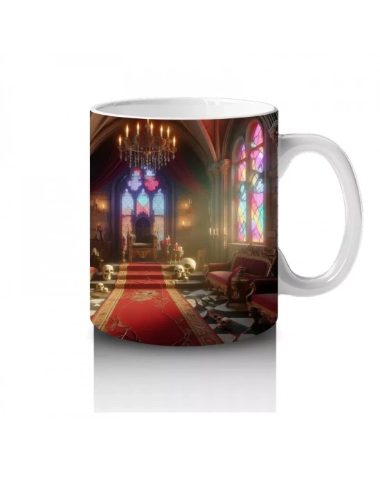 Büyü Masası Üzerinde İksirler ve Mumlarla Gotik Cadı Temalı Baskılı Kupa Bardak