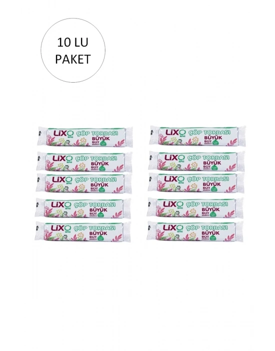 Büyük Boy Çöp Torbası 65 x 80 cm 10 Lu Rulo x 10 Paket = 100 Adet (Mavi)