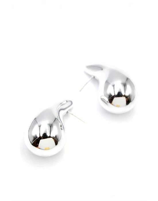 Büyük Boy Damla Küpe - Gümüş