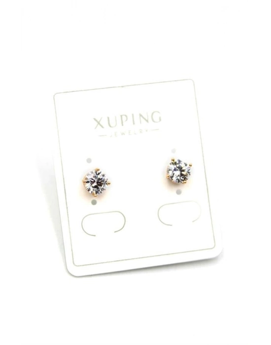 Büyük Boy Tek Taş Küpe - Altın