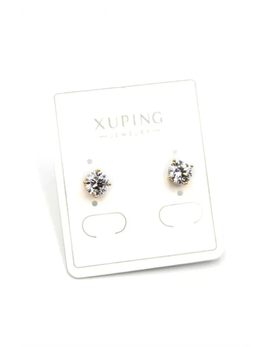 Büyük Boy Tek Taş Küpe - Altın