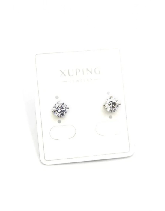 Büyük Boy Tek Taş Küpe - Gümüş