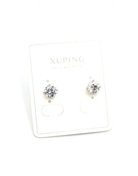 Büyük Boy Tek Taş Küpe - Gümüş