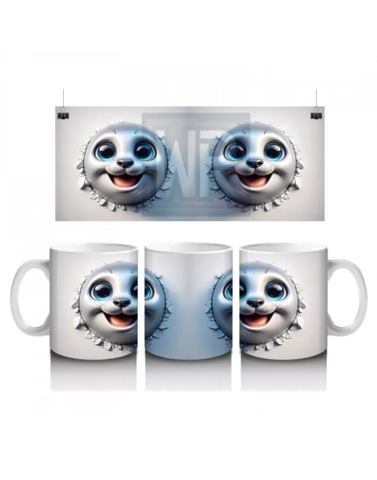 Büyük Gözlü Sevimli Deniz Canlısı İkilisi – Baskılı Kahve Kupası