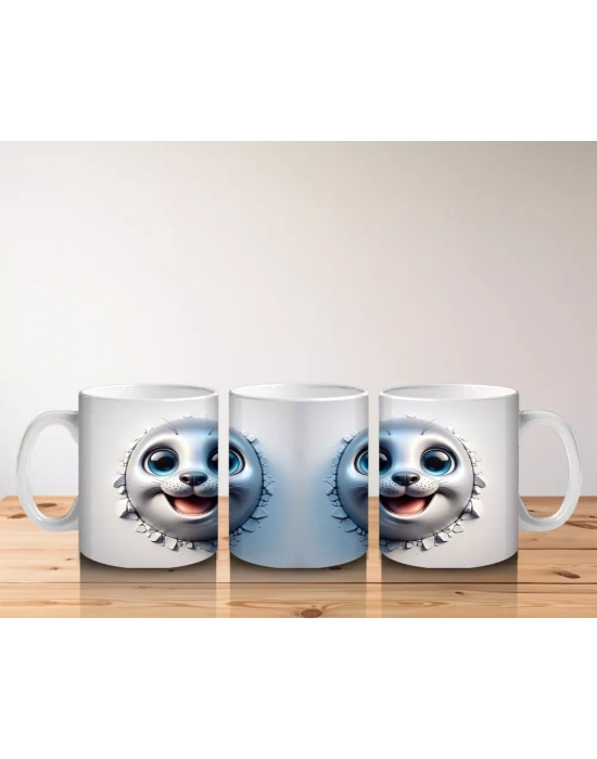 Büyük Gözlü Sevimli Deniz Canlısı İkilisi – Baskılı Kahve Kupası