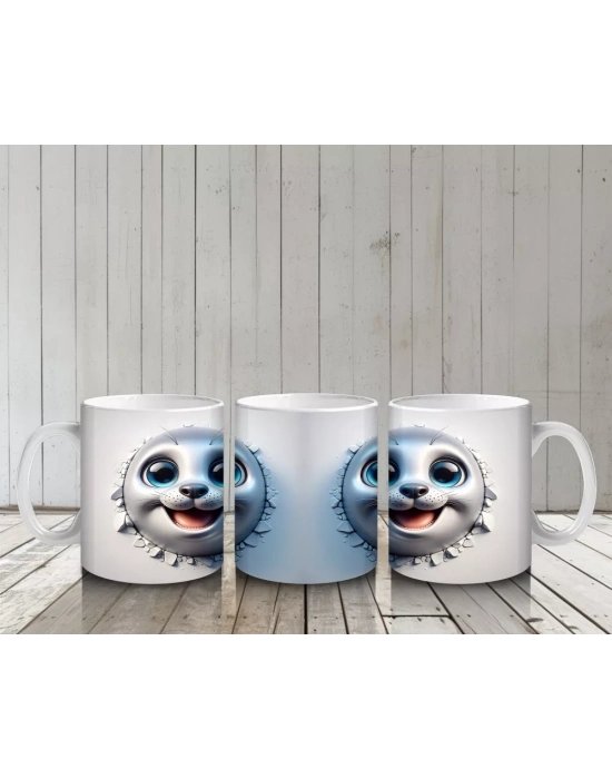 Büyük Gözlü Sevimli Deniz Canlısı İkilisi – Baskılı Kahve Kupası