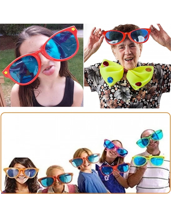 Büyük Parti Gözlüğü Rengarenk 12 Adet 27x9 Cm