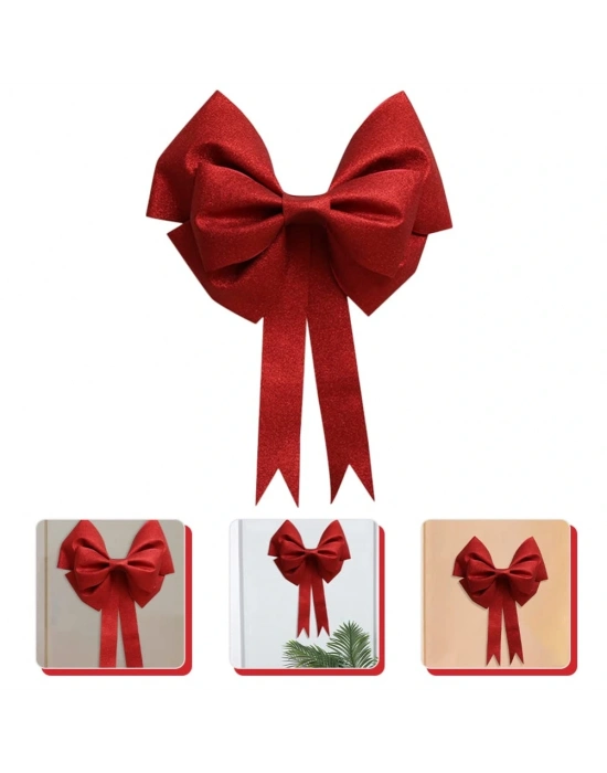 Büyük ve Kaliteli Kırmızı Simli Eva Fiyonk Dekor Yılbaşı Çam Ağacı Duvar Süsü 60 X 65cm