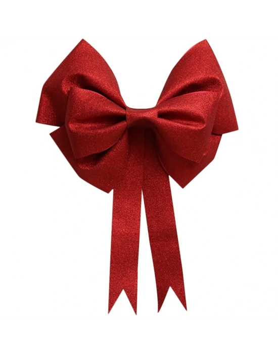 Büyük ve Kaliteli Kırmızı Simli Eva Fiyonk Dekor Yılbaşı Doğum Günü Süsü 60 X 65cm