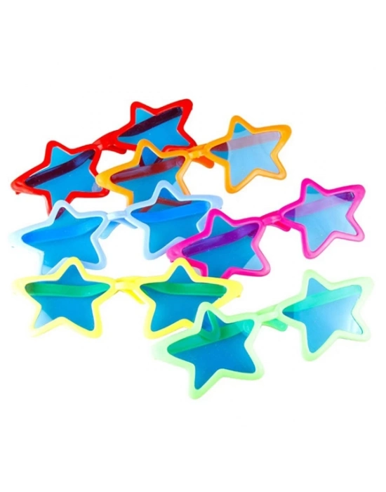 Büyük Yıldız Parti Gözlüğü Karışık Renk 12 ADET