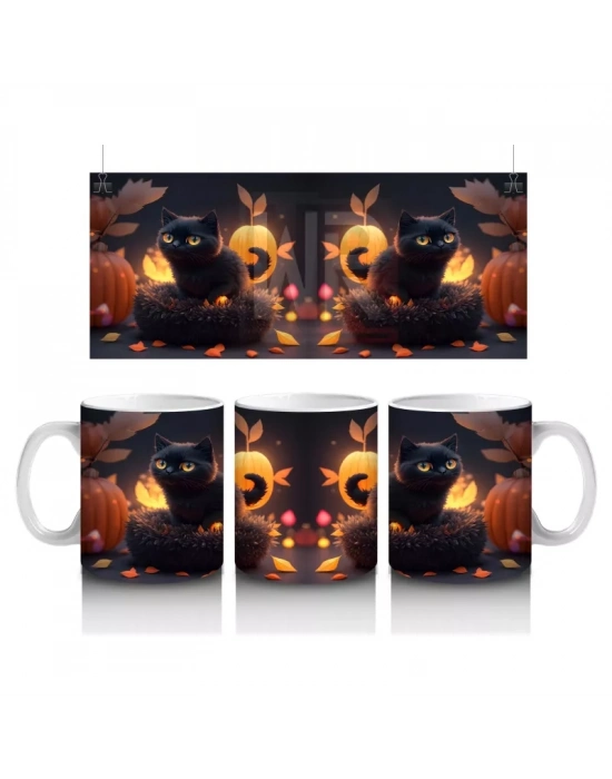 Büyülü Balkabakları ve Mumlar – Hediyelik Kahve Kupası