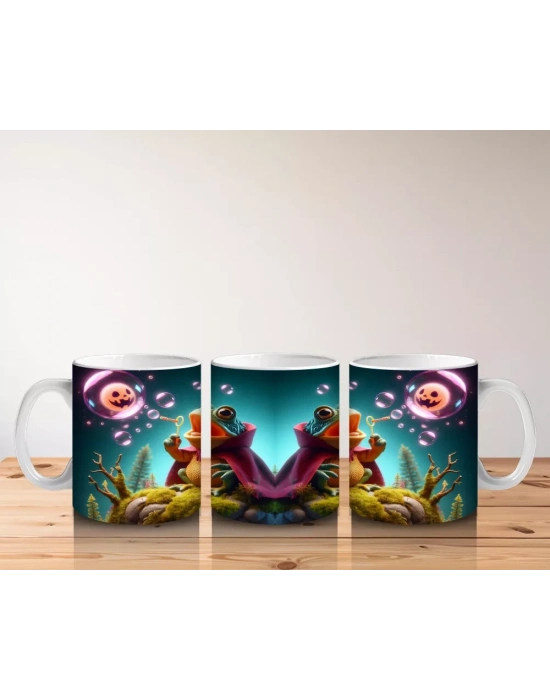 Büyülü İksir Kazanı Başında Sevimli Cadı Ayıcık Figürlü Cadılar Bayramı Baskılı Kupa Bardak