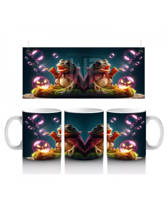 Büyülü İksir Şişeleriyle Sevimli Cadı Temalı Cadılar Bayramı Baskılı Kupa Bardak