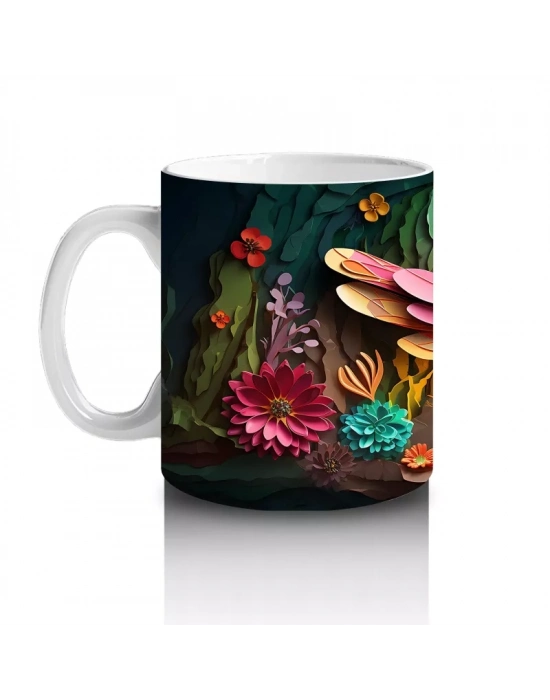 Büyülü Mağarada Renkli Kanatlı Yusufçuk Figürü - Baskılı kahve kupası