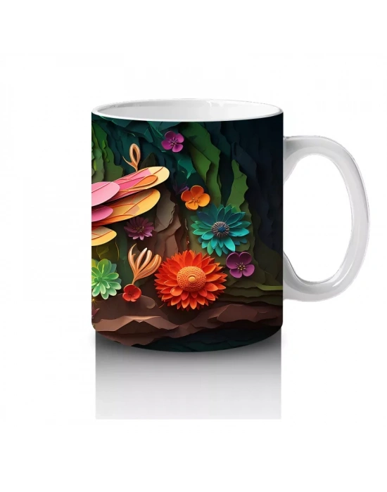 Büyülü Mağarada Renkli Kanatlı Yusufçuk Figürü - Baskılı kahve kupası