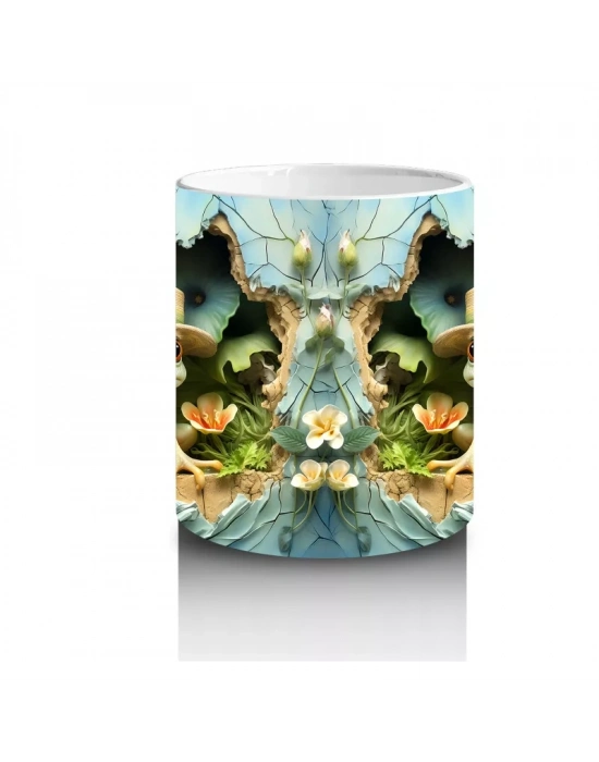 Büyülü Ormanda Aynalı Elf Karakterleri ve Masalsı Manzara - Baskılı kahve kupası