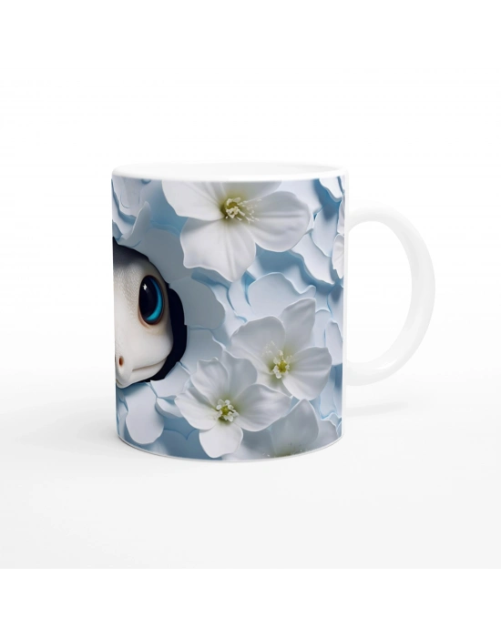 Buz Çiçeklerinin Arasında Albino Kertenkele Temalı Baskılı Kupa Bardak