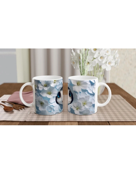 Buz Çiçeklerinin Arasında Albino Kertenkele Temalı Baskılı Kupa Bardak