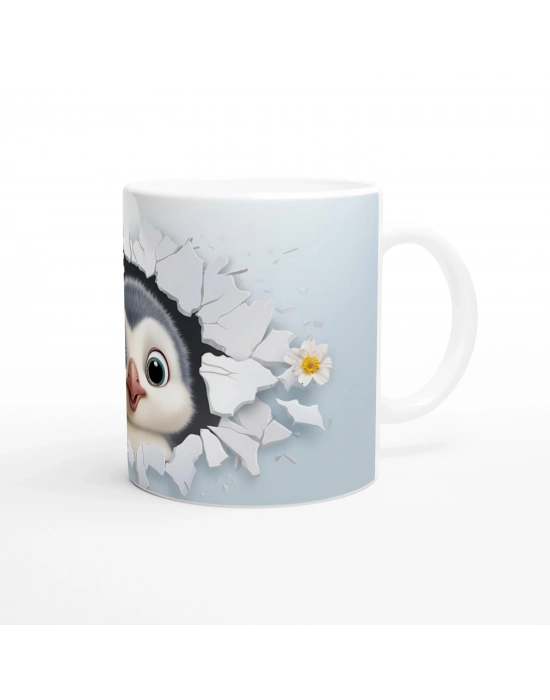 Buz Çiçeklerinin Arasında Yavru Penguen Temalı Baskılı Kupa Bardak