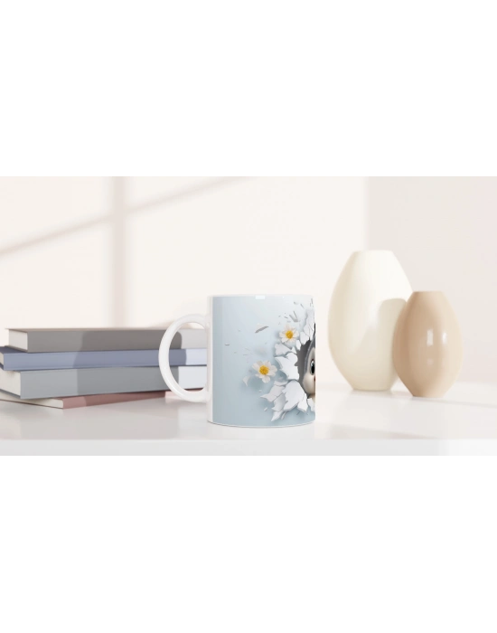 Buz Çiçeklerinin Arasında Yavru Penguen Temalı Baskılı Kupa Bardak