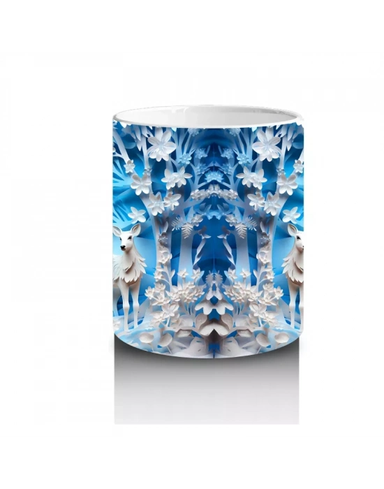 Buz Geyikleri Kristal Arka Planla – Baskılı Kupa