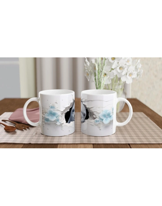 Buz Mavisi Çiçekler ve Sevimli Yunus Su Altı Temalı Kupa Bardak