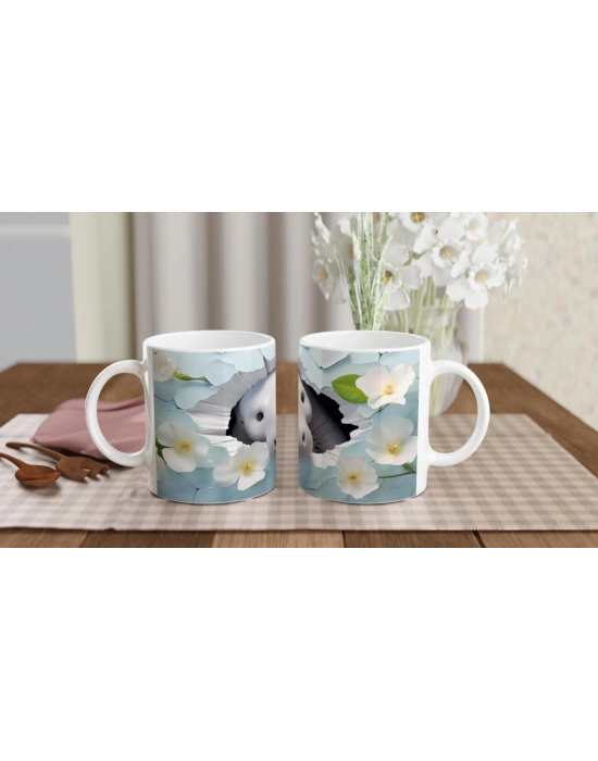 Buz Mavisi Duvardan Bakan Sevimli Fok Temalı Kupa Bardak