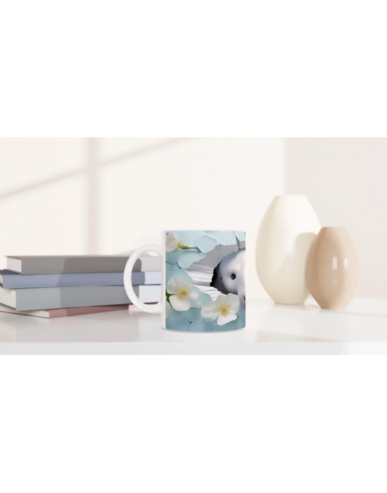 Buz Mavisi Duvardan Bakan Sevimli Fok Temalı Kupa Bardak