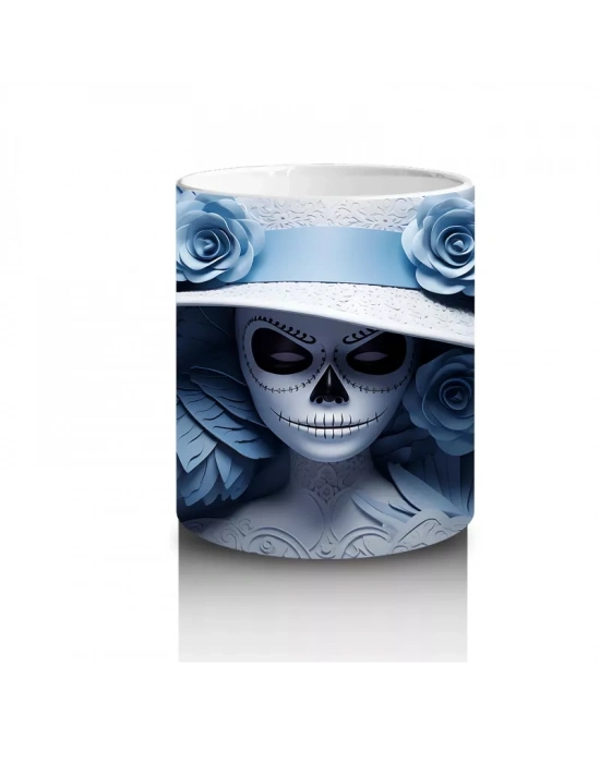 Buz Mavisi Güller Arasında Solgun Maske – Hediyelik Kahve Kupası