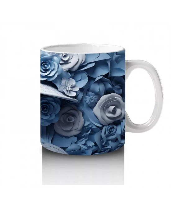 Buz Mavisi Güller Arasında Solgun Maske – Hediyelik Kahve Kupası