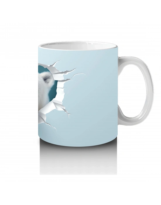 Buz Zemin Üzerinde Kutup Ayısı Figürü – Baskılı Kupa