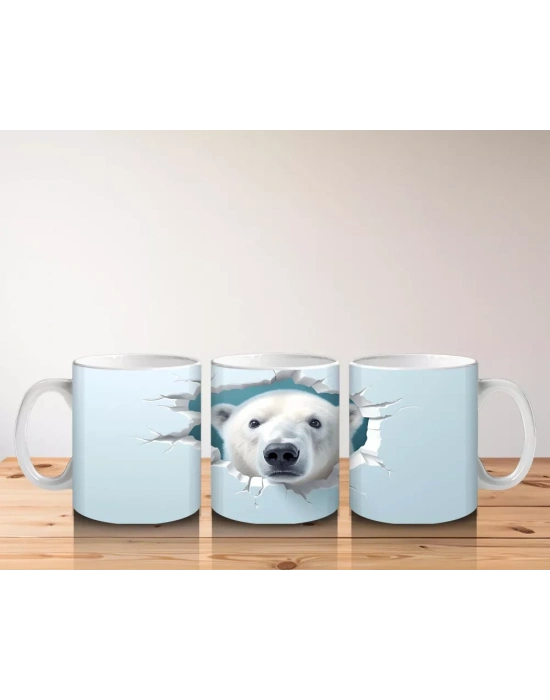 Buz Zemin Üzerinde Kutup Ayısı Figürü – Baskılı Kupa