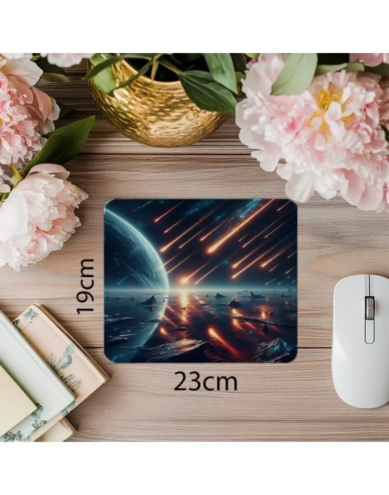 Buzlu Yüzeyde Meteor Yağmuru Mousepad - 19x23 cm 2 mm Dikdörtgen İthal Baskılı Mouse Pad