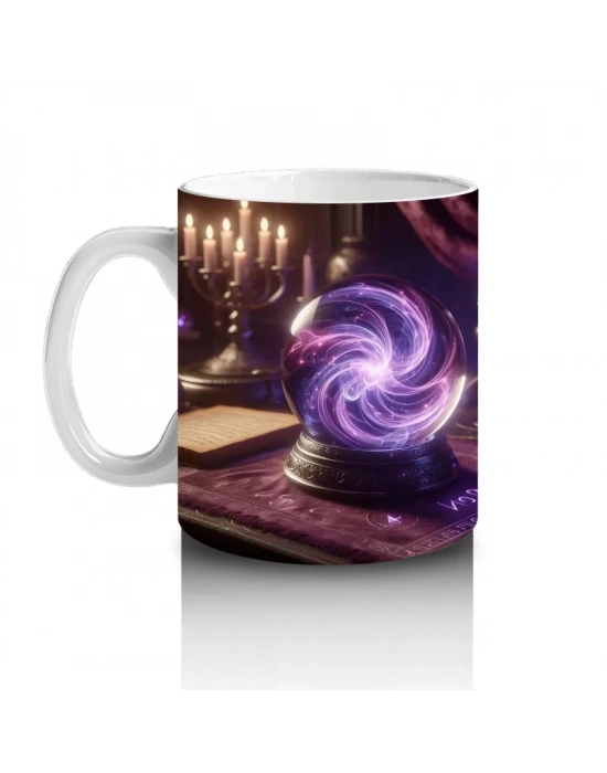 Cadı Kazanı ve Sihirli Küre Desenli Gotik Cadılar Bayramı Baskılı Kupa