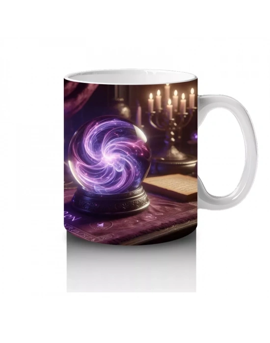 Cadı Kazanı ve Sihirli Küre Desenli Gotik Cadılar Bayramı Baskılı Kupa