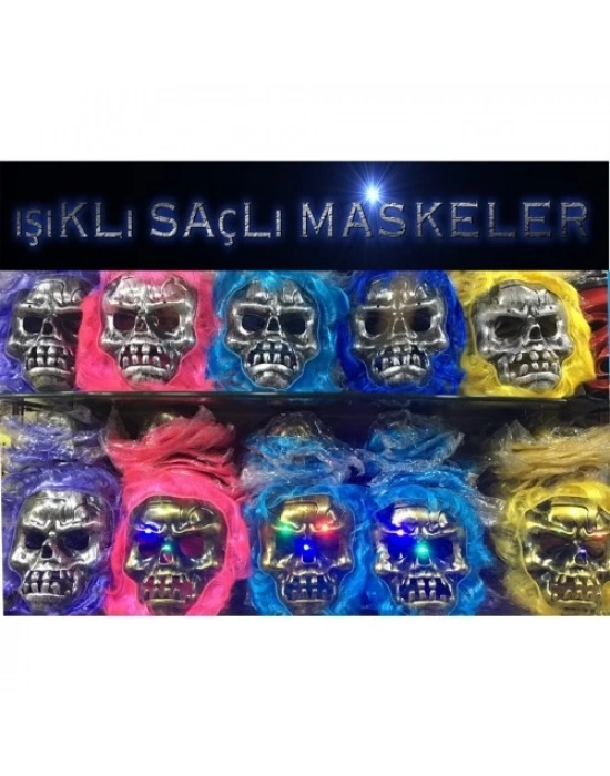 Cadılar Bayramı Işıklı Halloween Kuru Kafa Maskesi 1 Adet