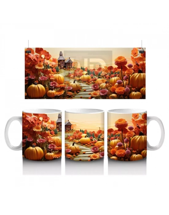 Cadılar Bayramı Kasabasında Gün Batımı – Hediyelik Kahve Kupası