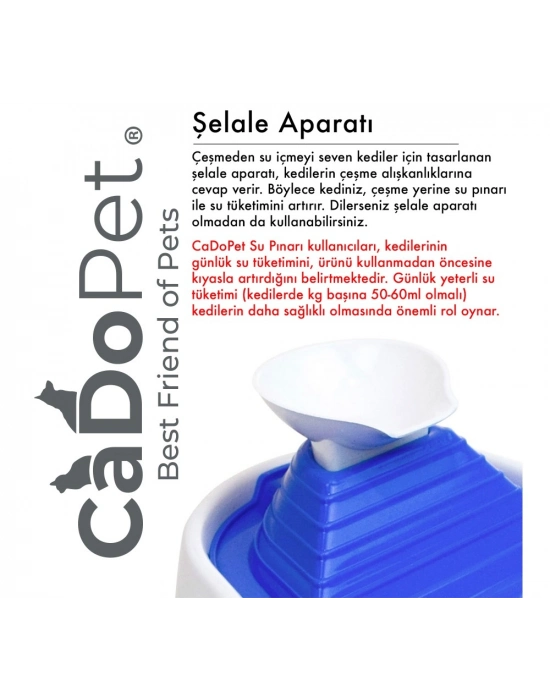 Cado Pet Kedi Köpek Su Pınarı Şelale 2 Litre - 5 volt ( usb'li ) Pembe