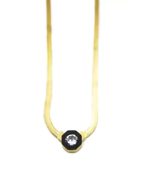 Çağla İtalyan Zincir Çelik Kolye - Altın