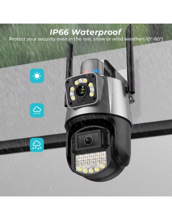 Çakarlı Çift Lensli Dış Mekan Güvenlik Kamerası