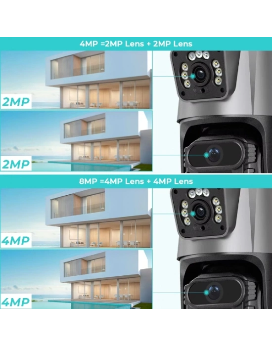 Çakarlı Çift Lensli Dış Mekan Güvenlik Kamerası