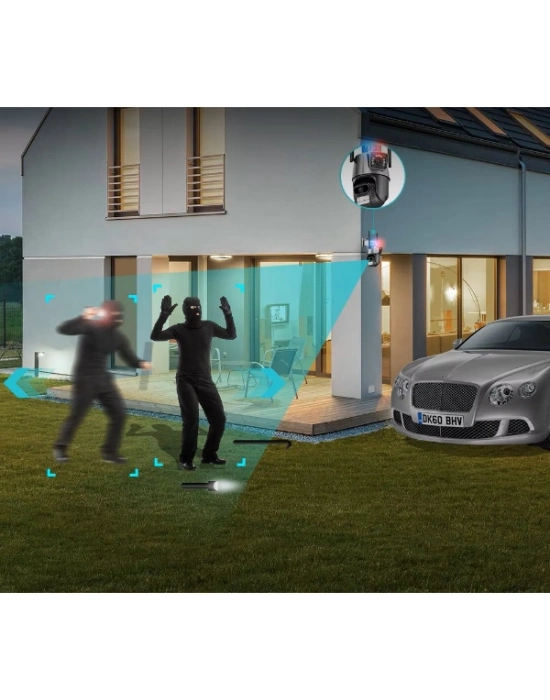 Çakarlı Çift Lensli Dış Mekan Güvenlik Kamerası