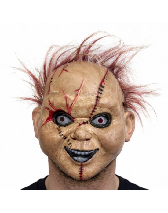 Çaki Korku Bebek Maskesi – Saçlı Plastik Yüz Maskesi