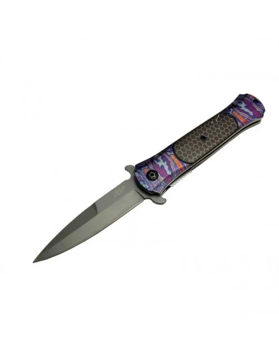 Çakı Mor 22 Cm Yarı Otomatik , Kemerlikli