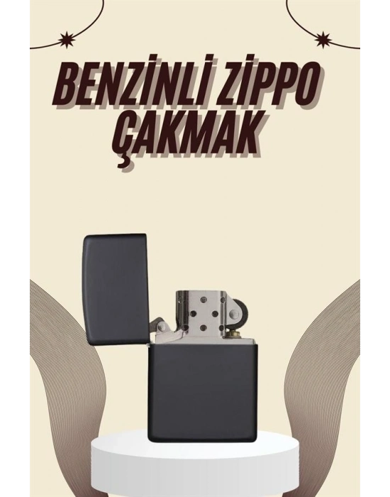 Çakmak Parlak Siyah Benzinli Çakmak Cep Boy Doldurulabilir