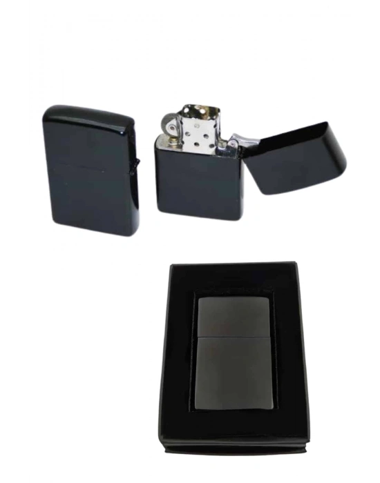 Çakmak Parlak Siyah Benzinli Çakmak Cep Boy Doldurulabilir