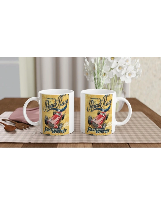 California Yol Yarışı Temalı Retro Kupa Bardak