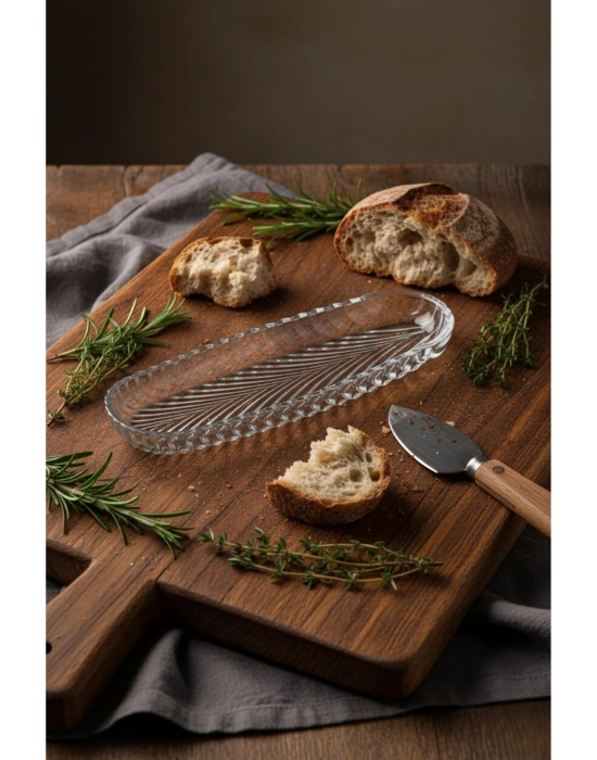 Cam Balık Sırtı Baton Sunum Tabağı 28 cm